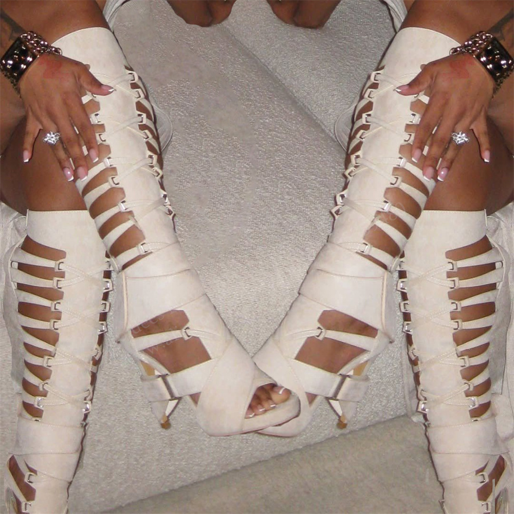 Гладиаторские сандалии-ботфорт – обзор и цена Knee High Boots Women