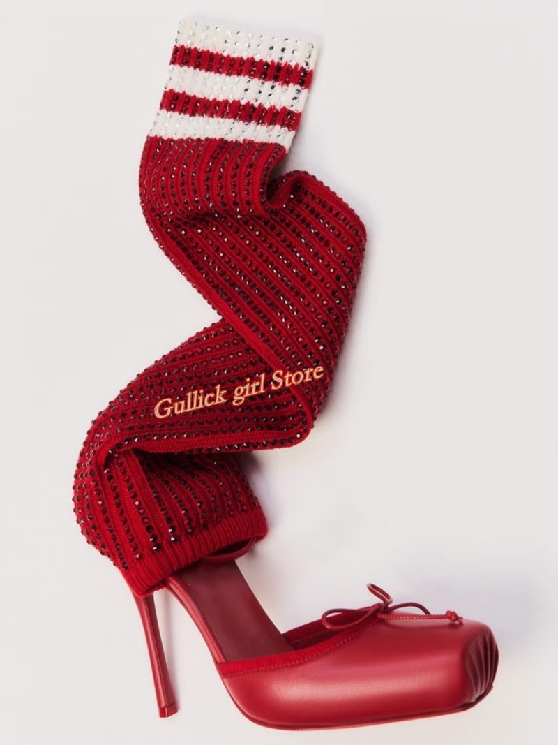 Красные вязаные ботильоны с кв – обзор и цена Sock Boot Women